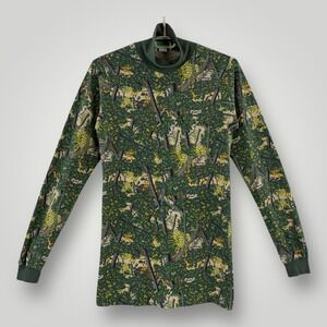Vintage Bushlan Shirt Mens Large Woodland Camo Long Sleeve Cotton Made In USA